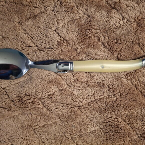 6 Jean Dubost LAGUIOLE IVORY France 8 3/8" Soup Spoons - Picture 14 of 15